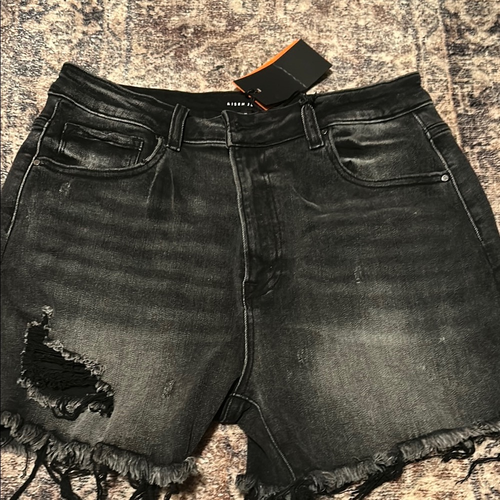 NWT Risen Black Distressed Denim Shorts